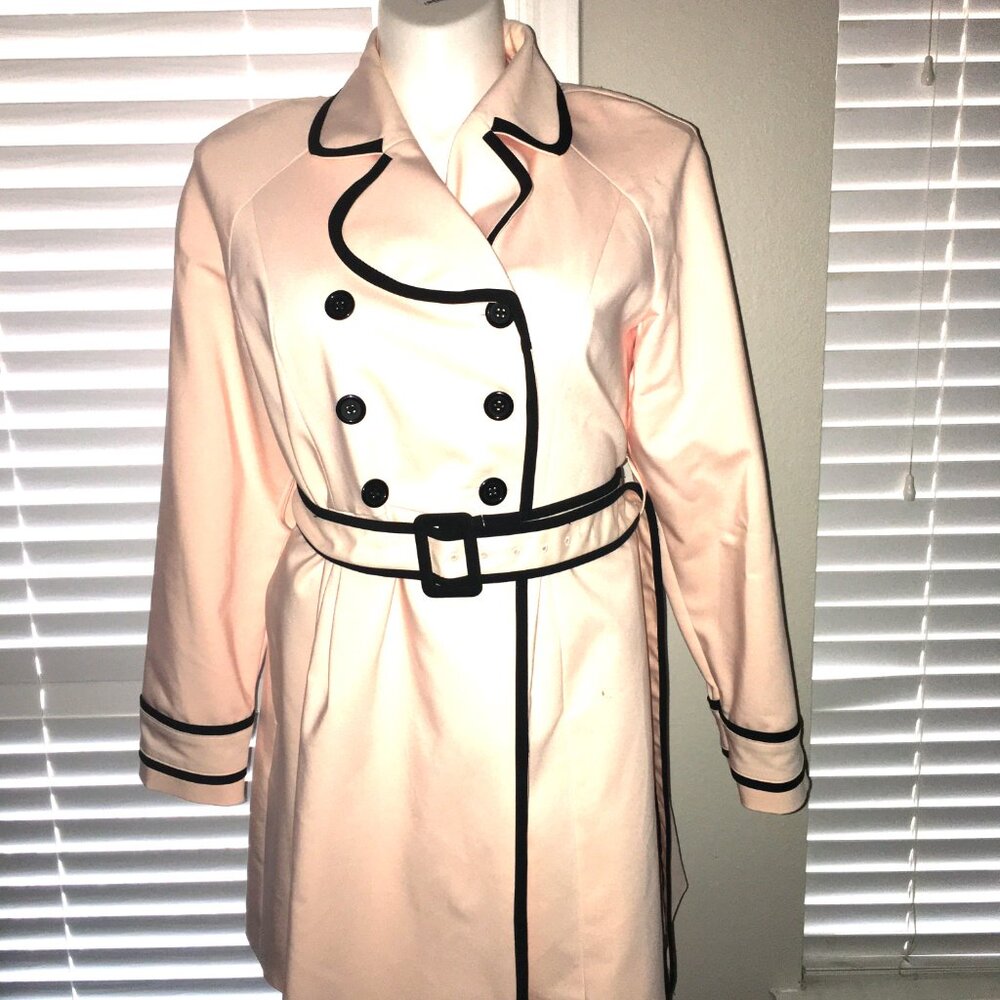 Elle Raincoat Trenchcoat Jacket Size Medium - Picture 6 of 8